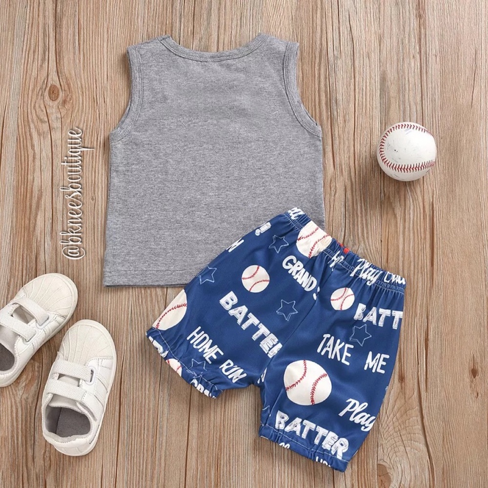 Boy Baseball Season Sports Matching Shorts Outfit - Picture 3 of 3